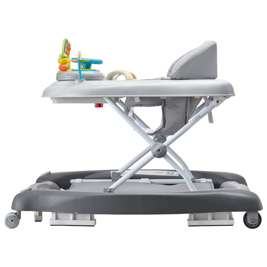 4-in-1 Baby Walker, Foldable Baby Activity Center On Wheels, 3 Adjustable Height, Music & Toys Tray, Learning-Seated | Walk-Behind | Rocker | Bouncer Toddler Walker For Girls Boys  6-24 Months